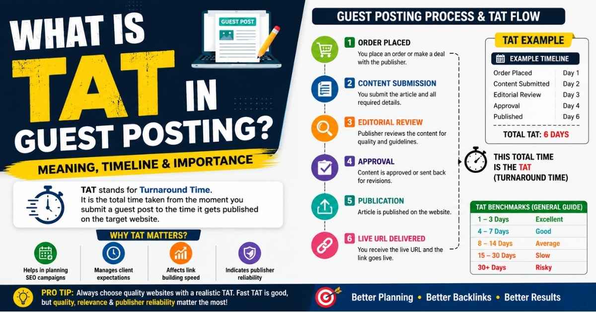 What Is TAT in Guest Posting? Meaning, Timeline & SEO Guide
