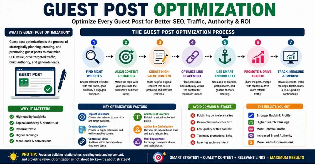 Guest Post Optimization: Boost SEO, Traffic, Authority & ROI