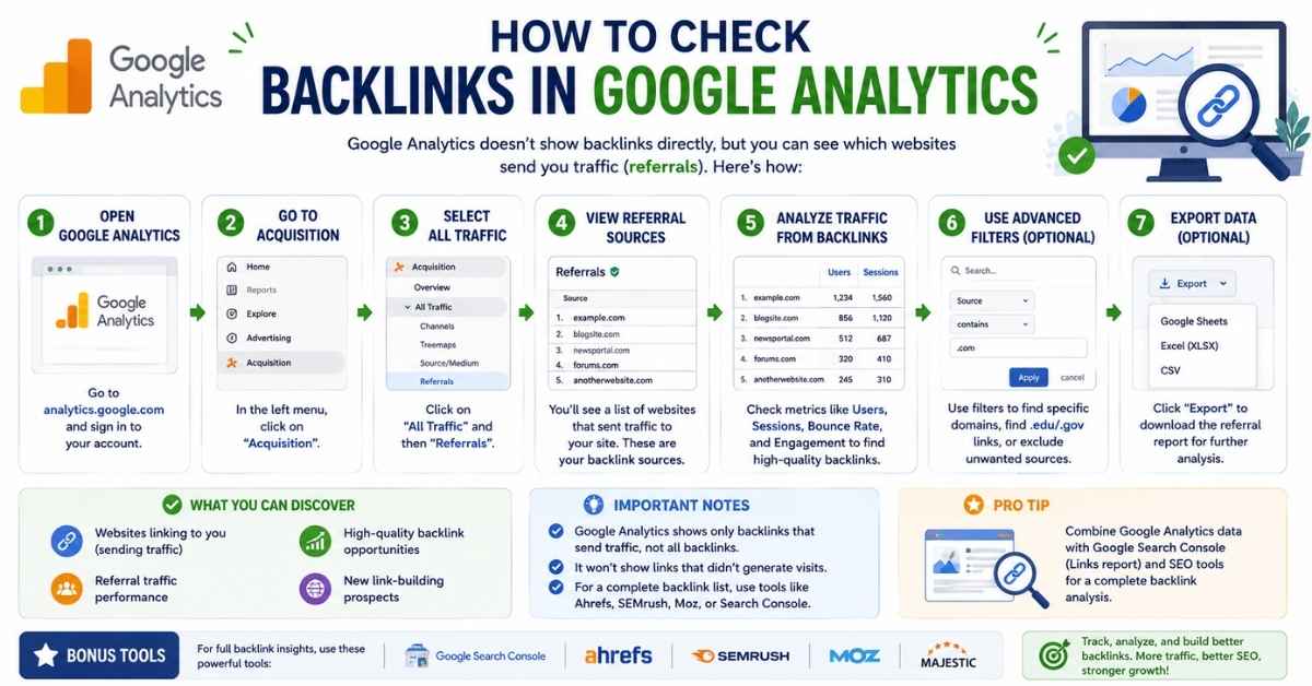 How to Check Backlinks in Google Analytics (GA4) Step-by-Step